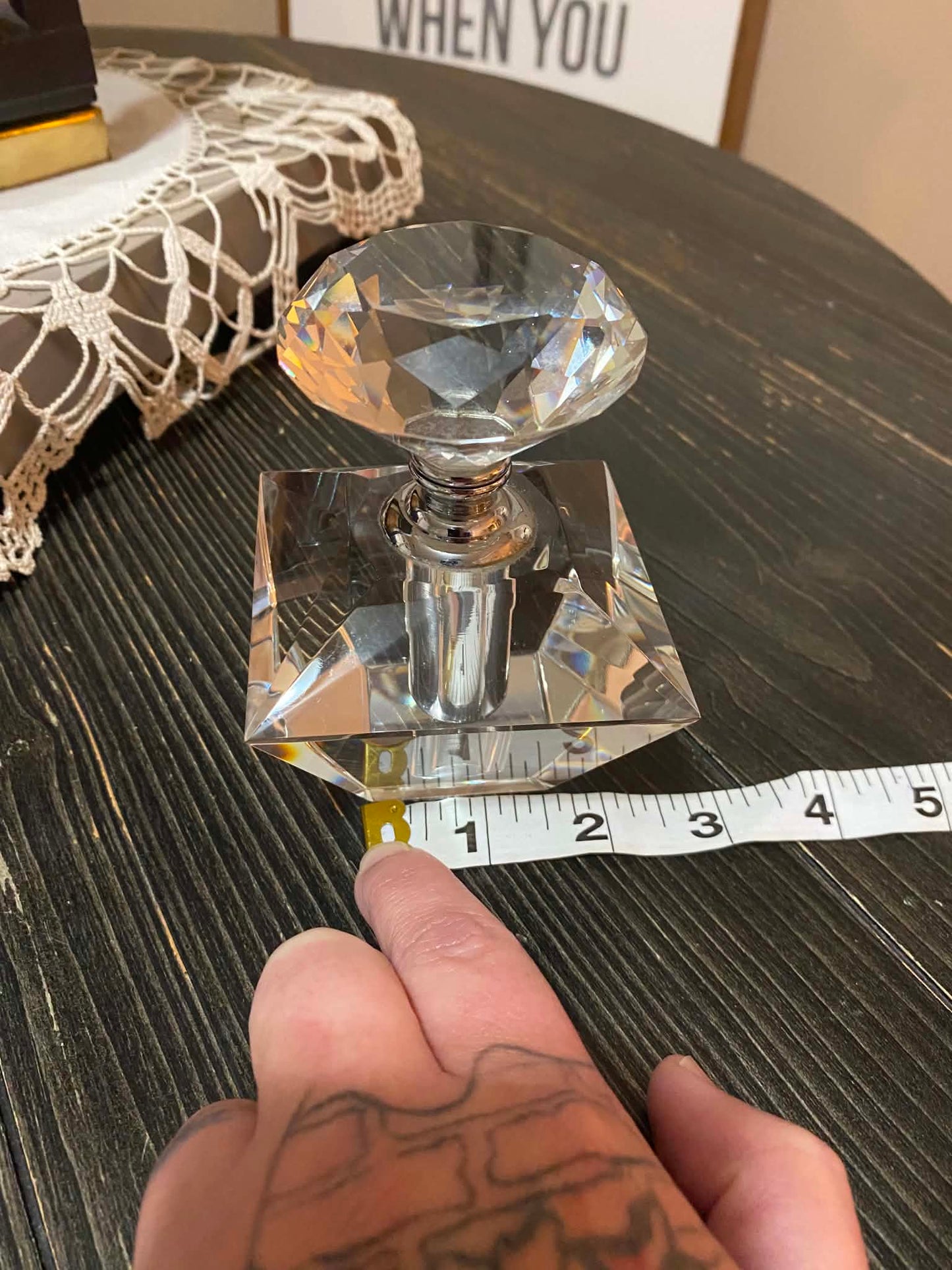 U.NIQUE DROPS™: Vintage Cut Crystal Perfume Bottle. Includes Stopper. Elegant Vanity Décor. Luxe & Heavy. 23 oz.