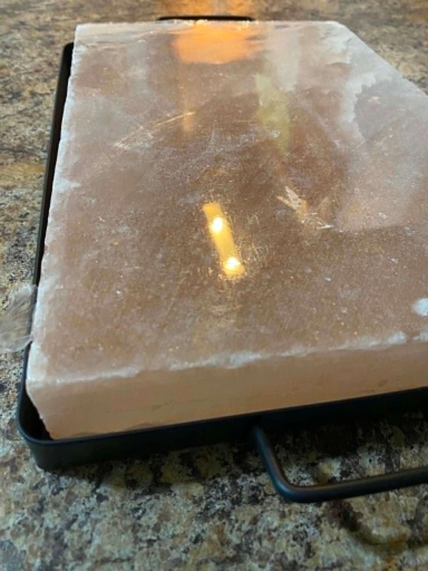 U.NIQUE DROPS™: Himalayan Salt Rock Block. 8"x12". Includes Black Iron Carry Serving Tray. Culinary Grill Tool. Brand-New. Factory-Sealed.