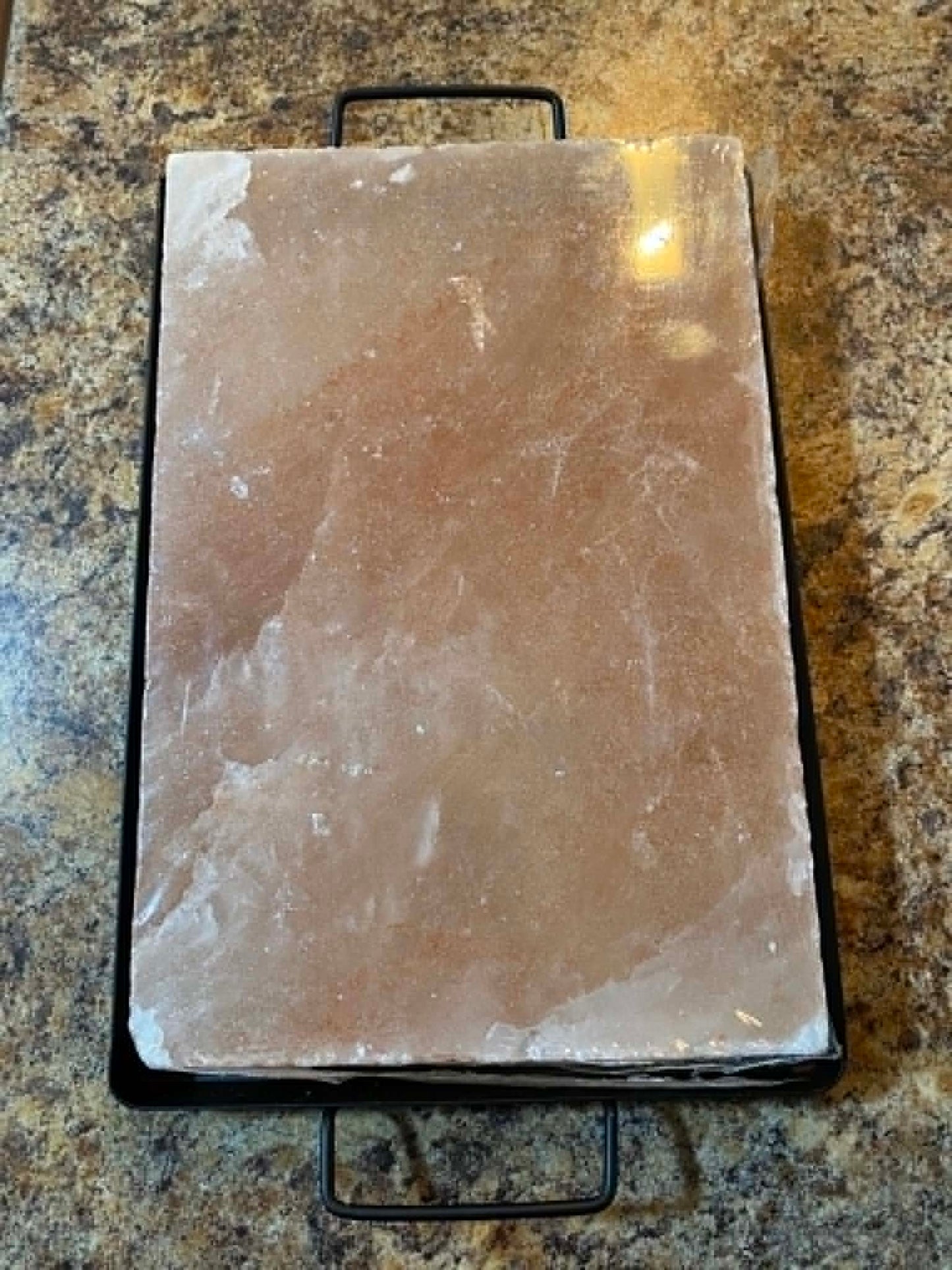 U.NIQUE DROPS™: Himalayan Salt Rock Block. 8"x12". Includes Black Iron Carry Serving Tray. Culinary Grill Tool. Brand-New. Factory-Sealed.