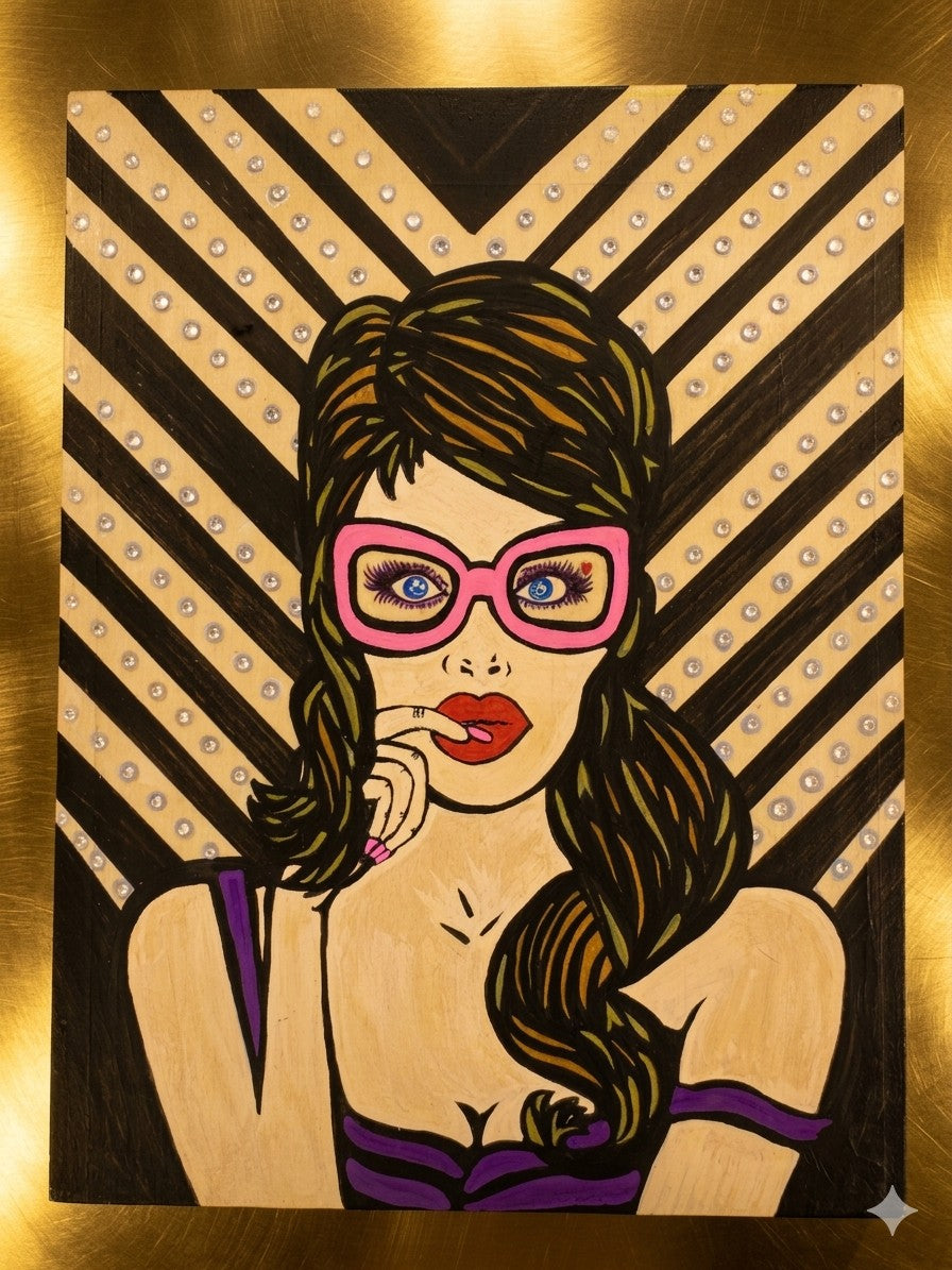 KELZ BELZ™: "Deep Thought" - Original Hand-Painted Retro Wall Art - 12x9 Pop Art.