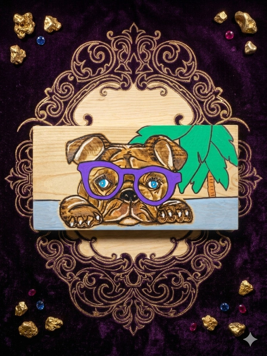 KELZ BELZ™: "Puppy Love" - Original 5x12 Wood-Burned & Posca Pop Art.