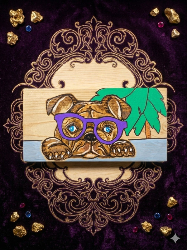 KELZ BELZ™: "Puppy Love" - Original 5x12 Wood-Burned & Posca Pop Art.
