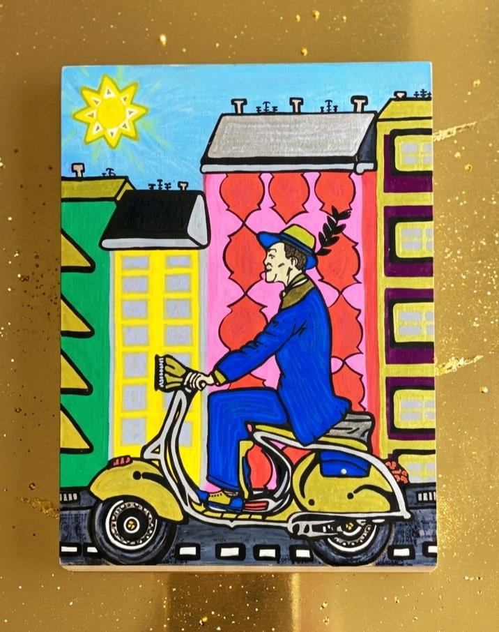 KELZ BELZ™: "City Slicker" - Original Hand-Painted Wood Wall Art - 12x9 Pop Art.