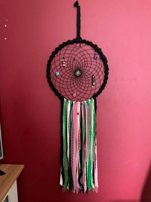 KELZ BELZ™: THE ENCHANTED WEB GOTHIC CRYSTAL & SKULL DREAMCATCHER.