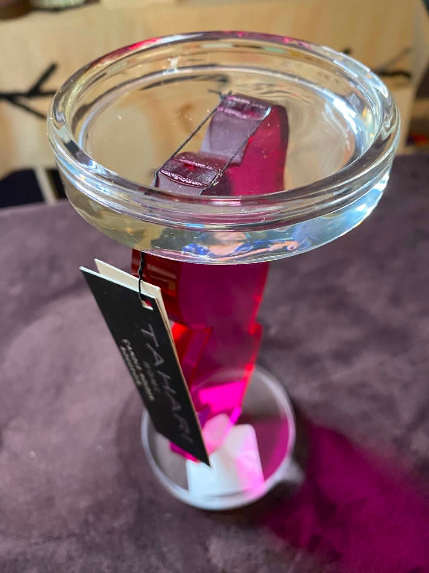 U.NIQUE DROPS™: Tahari Home Stacked Heart Acrylic Candle Holder. Pink Heart Décor. Modern Romantic Accent.