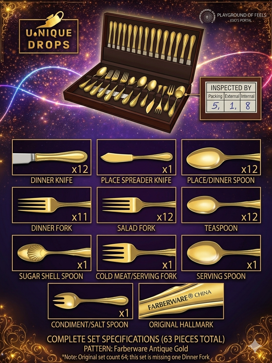 U.NIQUE DROPS™: Farberware Antique Gold Flatware (63-Piece Set).